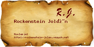 Rockenstein Jolán névjegykártya